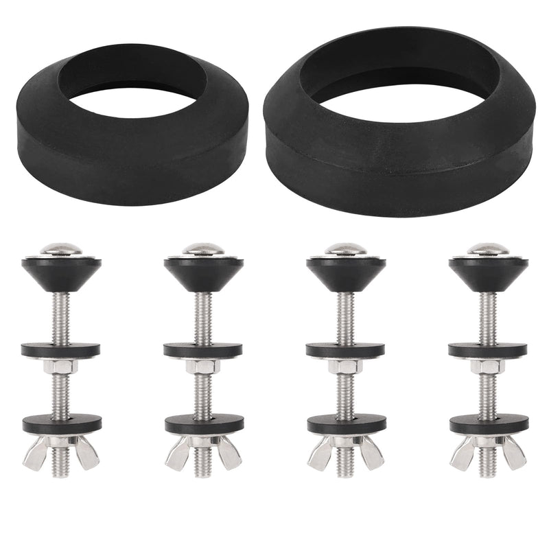 Toilet Tank to Bowl Gasket Repair Kit, Includes 7.6cm/3in & 5cm/2in Seal Gaskets Stainless Steel Bolts Washers Bases Nuts Butterfly Nuts Universal Leak Fix Kit for Two-Piece Toilet Tank