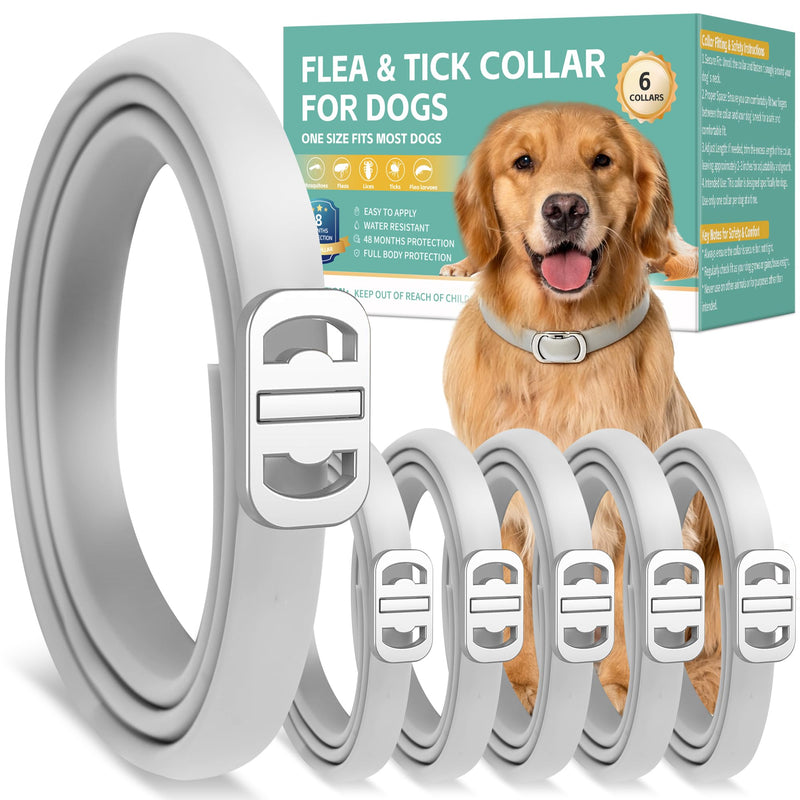 Flea and Tick Collar for Dogs, 6 Pack Natural Flea and Tick Prevention for Dogs in a Waterproof Design with Natural Essential Oils, Adjustable Multi-Pest Repellent Collar for All Dog Sizes
