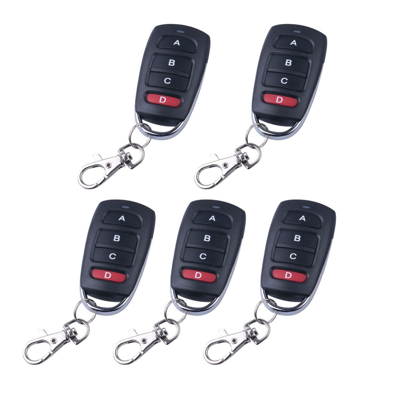 5PCS 433.92MHz Gate Opener Remote, 4 Button Garage Door Opener Remote 433Mhz Electric Gate Garage Door Remote Control Duplicator Fob Opener for Electric Garage Door Car
