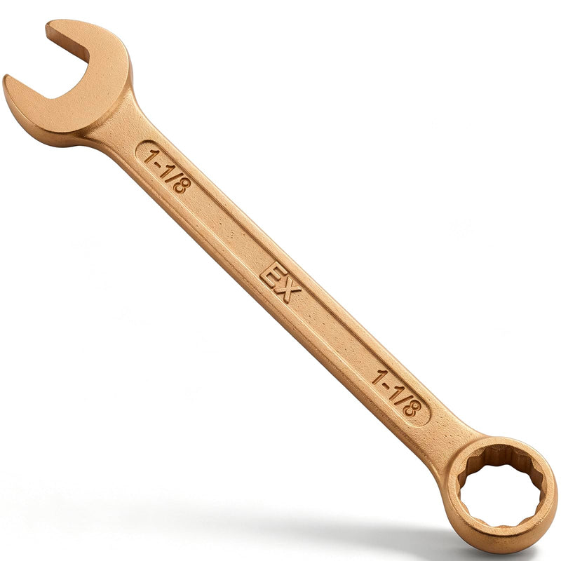 Hicarer 1-1/8" Non-sparking Combination Wrench Non-magnetic Wrench 275 mm Length Aluminum Bronze Combination Spanner for Flammable and Explosive Environment Technician Electrician Die-forged 1-1/8"