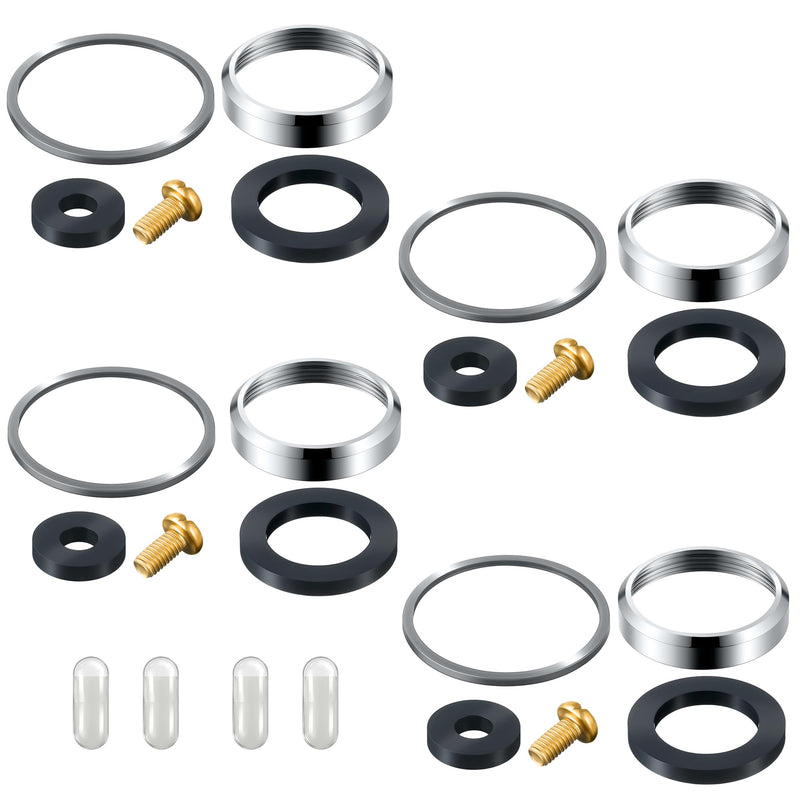 Enhon 4 Pack Washer Repair Kit Compatible with TA-9, Compatible with Symmons Temptrol Valve TA-10 Spindle Assembly, T-8 Cold Washer, T-7 Retainer, T-6 Hot Washers, T-5 Screw and T-11 Cap Gasket