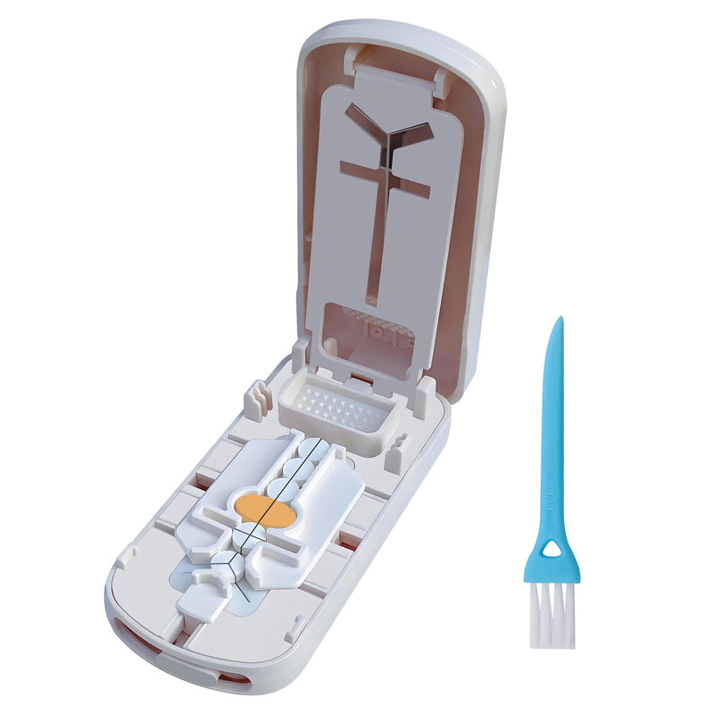 Pill Cutter for Multiple Pills, Pill Splitter for Large, Small and Tiny Pills 1/2 1/3 1/4 - Upgraded Dual Blade for Clean Cutting, with Adjustable Centering Device