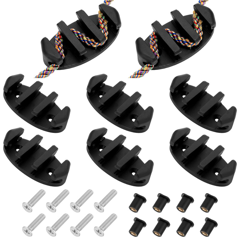 8 Pcs Black Zig Zag Kayak Cleat Nylon Kayak Cleats with Screws for Canoes Marine Fishing Boat Accessories