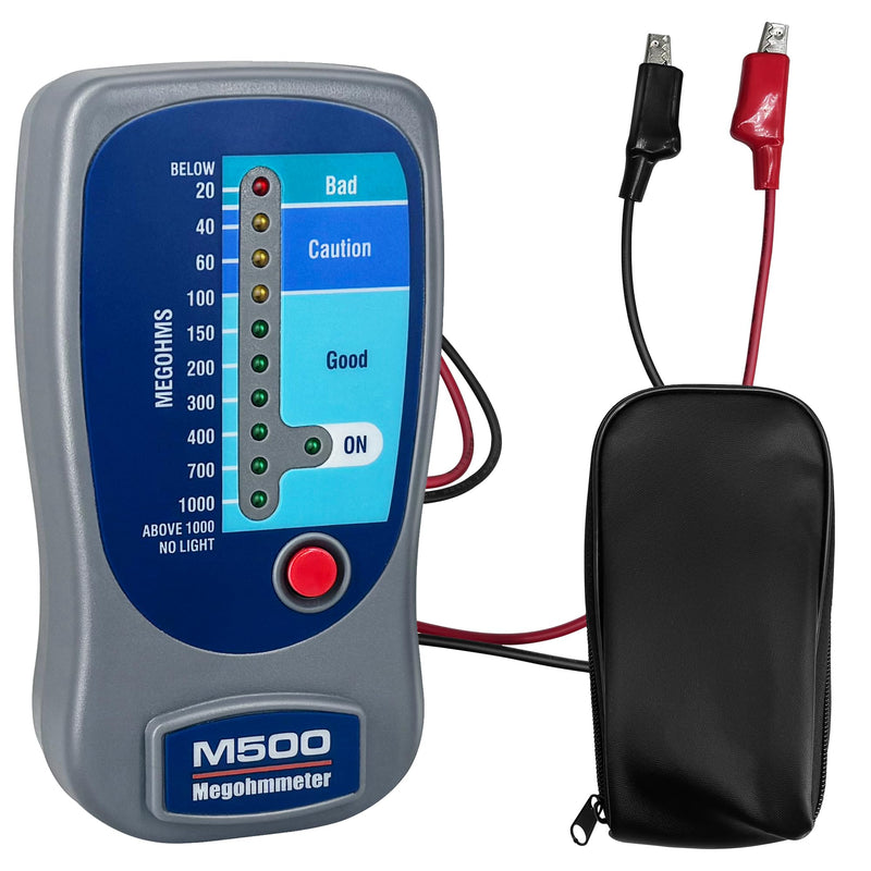 Insulation Resistance Tester M500 Megohmmeter Compatible with Supco M500 Megohmmeter，Measures 20-1000 megohms at 500V with Clear LED Indicators for Quick Fault Detection with Soft Carrying Case