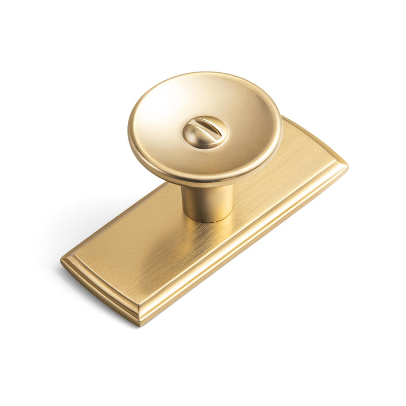 6 Pack Champagne Bronze Cabinet Knobs with Backplate, Modern Rectangular Drawer Pulls with Slotted Detail, Solid Zinc Alloy Hardware for Kitchen Cupboard, Dresser Escutcheon