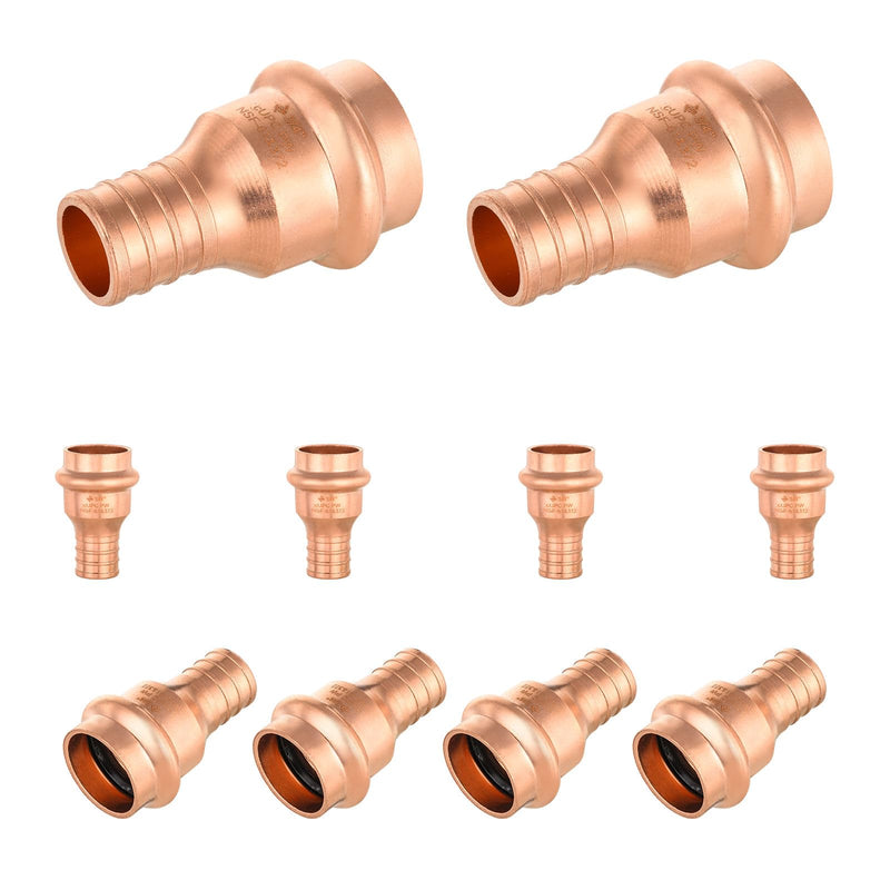 10 PCS Foskan Copper Press Fittings, 3/4"Press x 3/4"PEX Coupling Adapter 10 3/4"PEX x 3/4"Press