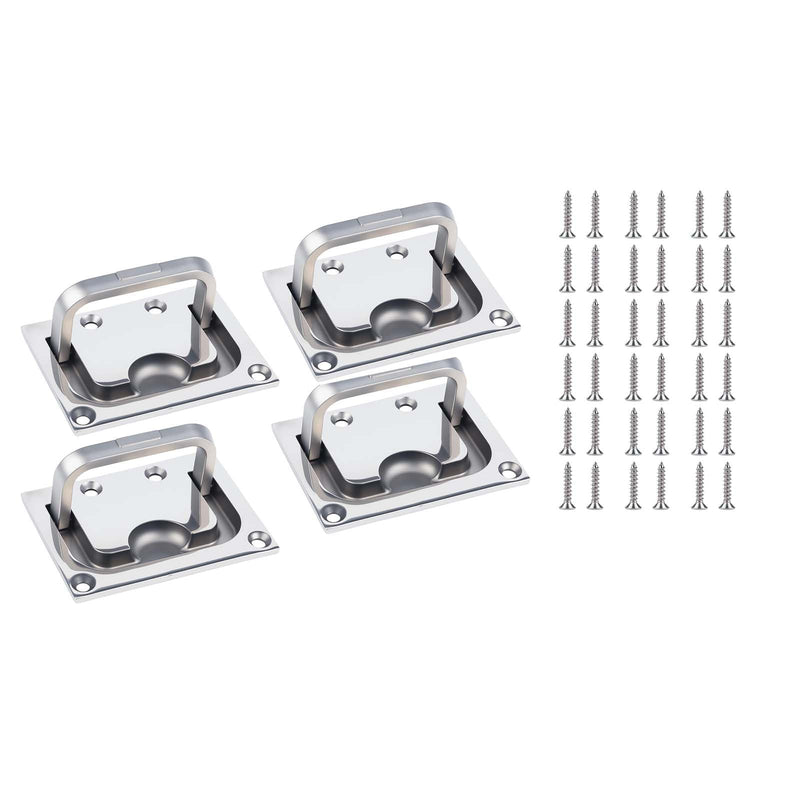 Starry 4pc Boat Hatch Handle 316 Stainless Steel Hatch Pull Flush Lift Boat Ring Hatches Pull Handle Recessed Door Pull with Mount Screws for Deck Drawer(4 Pack) 4