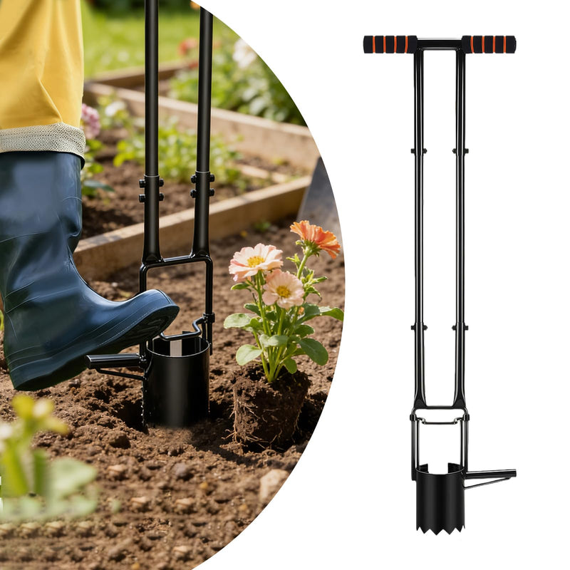 Bulb Planter Tool,2026 Upgraded Bulb Planter Tool Long Handle,Serrated Base Garden Tool with Double Pressure Frame for Digging Holes to Plant Tulips, Iris, Daffodils,Potato