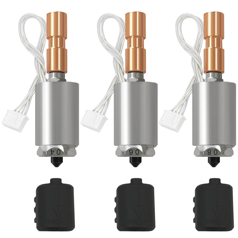 HzdaDeve 3PK 0.4MM 0.6MM 0.8MM Integrated Hardened Steel Hotend for Kobra 3 Max Combo Quick-Swap High Flow Heating Cartridge Thermistor Silicone Cover Print Head High Flow High Speed Throat Tube