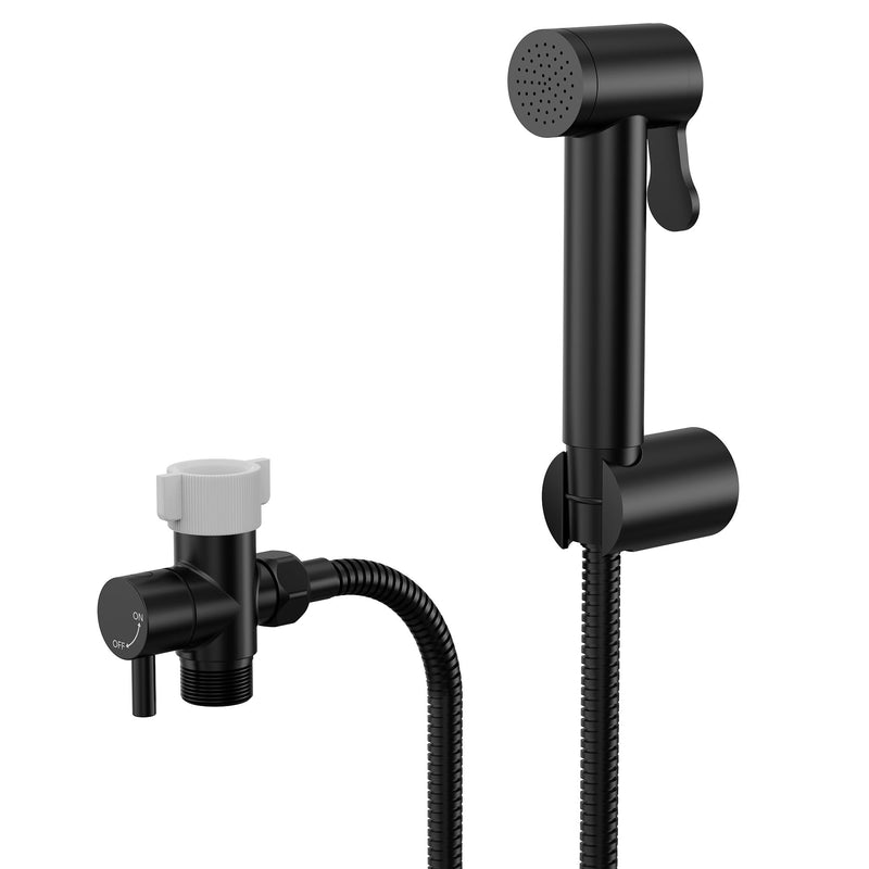 Bidet Faucet for Toilet, Solid Brass Handheld Sprayer Kit, Cloth Diaper Washer with Hose & Holder, Wall Mount Jet Spray for Personal Hygiene, Pet Bathing & Cleaning, Matte Black