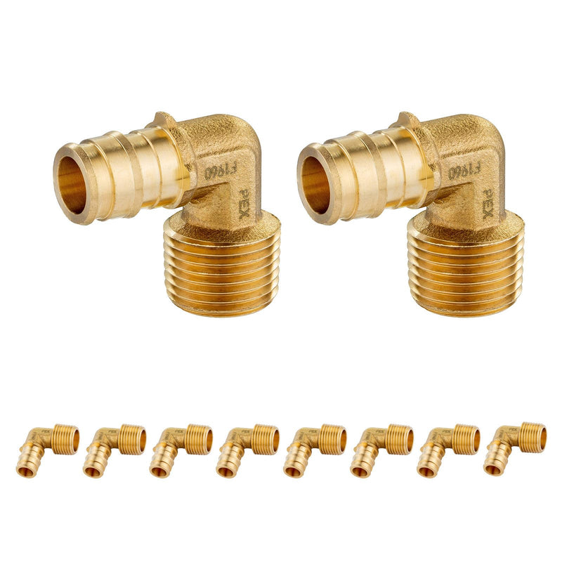 10PCS Foskan PEX-A Expansion Fittings, 1/2"PEX A x 1/2"Male NPT Elbow 10 1/2"PEX-A x 1/2"MNPT