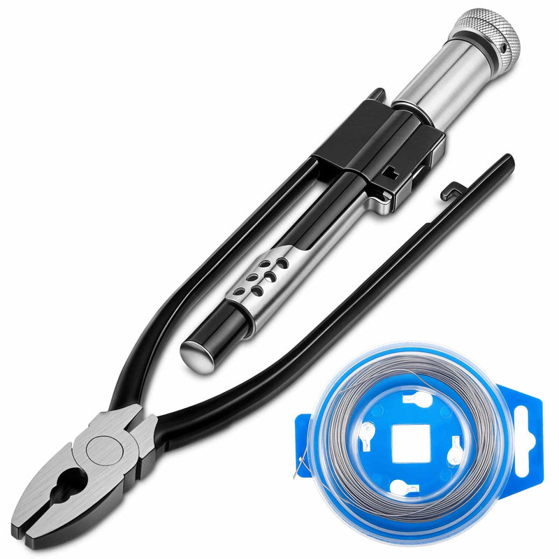 Reversible Safety Wire Twister Pliers with 50ft 0.032 Inch Steel Wire Left and Right Twists Aircraft Twisting Tool Automatic Metal Lock Twister for Aircraft Auto Industry(6 Inch) 6 Inch