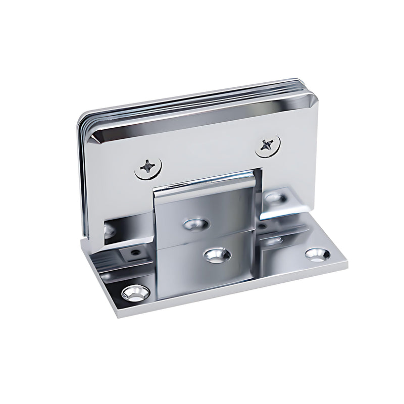 Brass Shower Door Hinge, 90 Degree Offset Glass Door Hinges, Wall Mount for 5/16"-1/2"(8-12mm) Tempered Glass, Heavy Duty Hinge for Frameless Glass Installation, Chrome 90 Degree_A