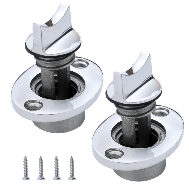YANYUCB Boat Drain Plug,316 Stainless Steel Marine Drain Plug with O-Ring Seal,Oval Garboard Drain Plug Fits 1" Hole, Universal Fit for Boats,Yachts(2 Pack) 2