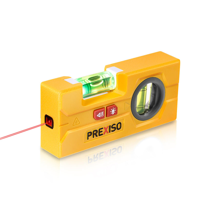 PREXISO 2-in-1 Line Laser Level - Mini Torpedo Level with Light, 3-3/4 inch 90°/180° Magnetic Pocket Level & 30Ft Laser Line Leveler Tool for Hanging Picture, Wall Marking Painting, Home Renovation Fixed Vial