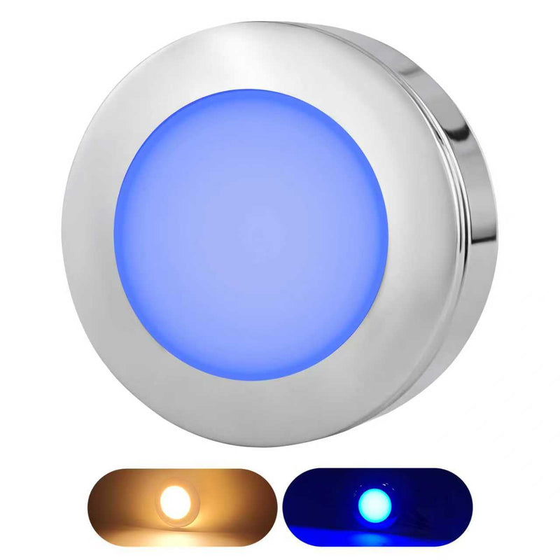 Boat Ceiling Lights interior boat lights waterproof 12v marine Deck Lights for pontoon RV Fishing Boat (Warm White & Bule) Warm White & Bule
