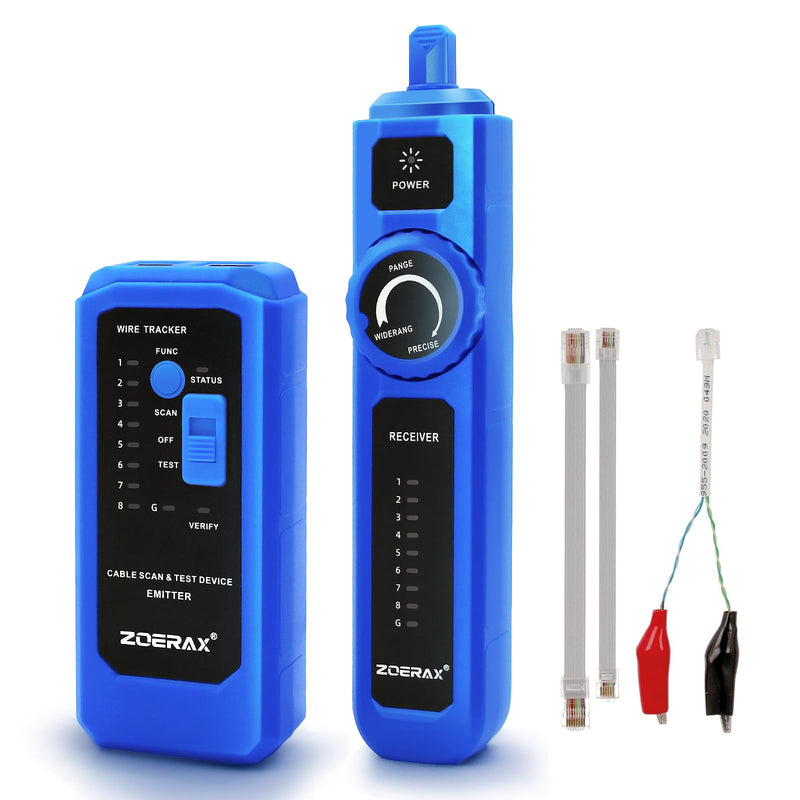 Wire Tracer, Network Cable Tester with Auto Wake Function - Locate, Test, Tone in One Step Safe for POE Switch Tracing, Anti-Interference, for Continuity, Wire Map, Open/Short, Long-Lasting
