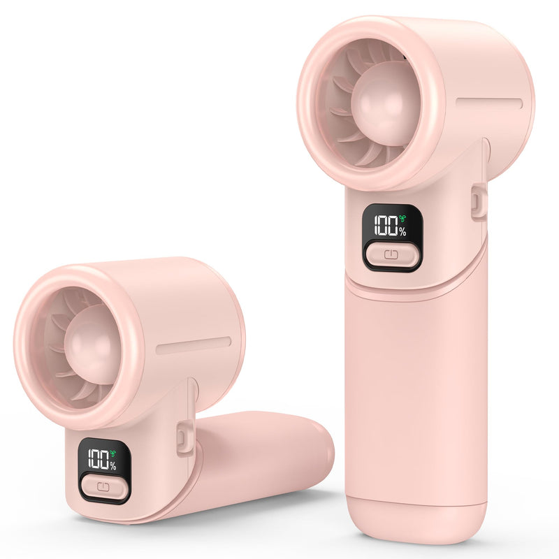 AMACOOL Portable Handheld Turbo Fan丨5 Speed Foldable Hand Fans丨Max 20 Hours Runtime丨Rechargeable Mini Pocket Cooling Fan for Travel, Outdoor Activities, Gifts for Women Pink