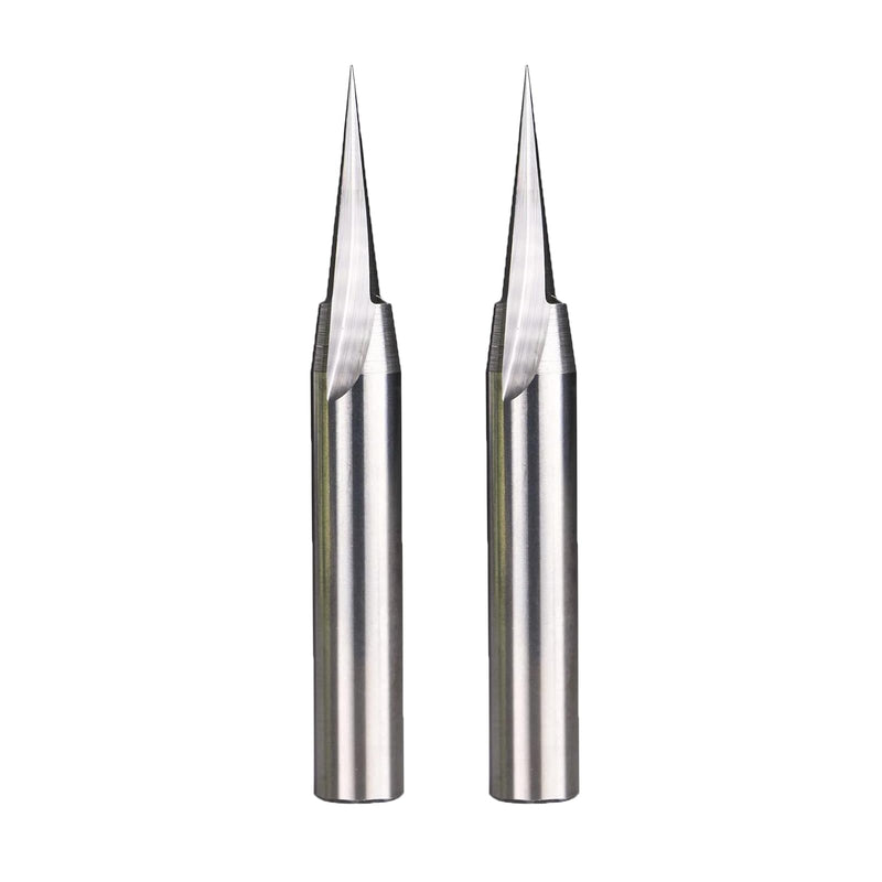 2 Pcs Carbide V-Point Router Bit Wood Engraving Bit “V” 20 Deg v bit deep engrave with 1/4 Shank and 2” Overall Length 2D&3D Carving DK22