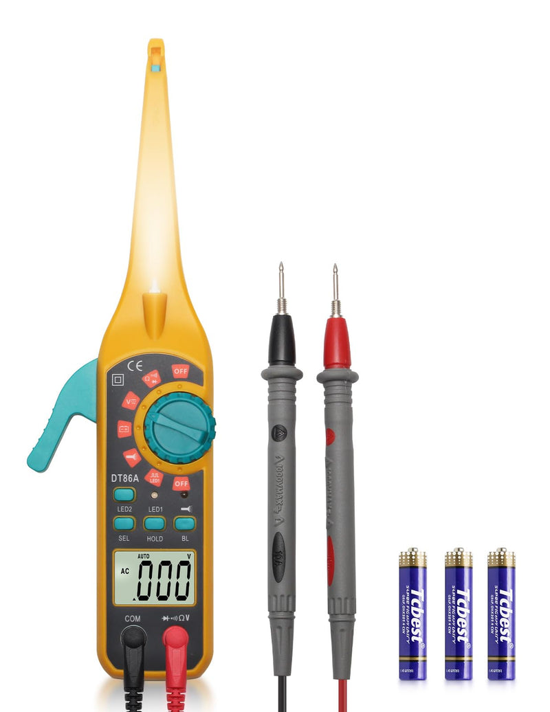 Automotive Circuit Tester with Hook Probe, 4-in-1 Digital Multimeter Auto Electrical Tester DC/AC Aging Voltage Resistance Continuity Battery Diode Tester with Screen for Car Truck Repair