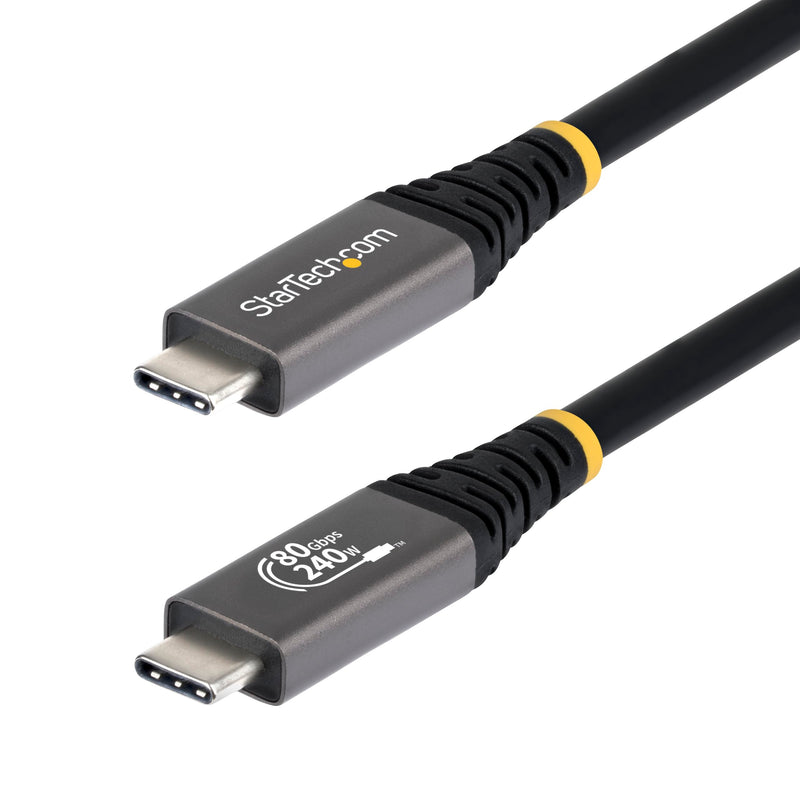 StarTech 5ft/1.5m USB-C to USB-C USB4 Cable, 80Gbps, 240W PD, 8K, Black | USB-C to USB-C, DP2.1, Thunderbolt, 240W Power Delivery, E-marker chip, RoHS-compliant TPE jacket