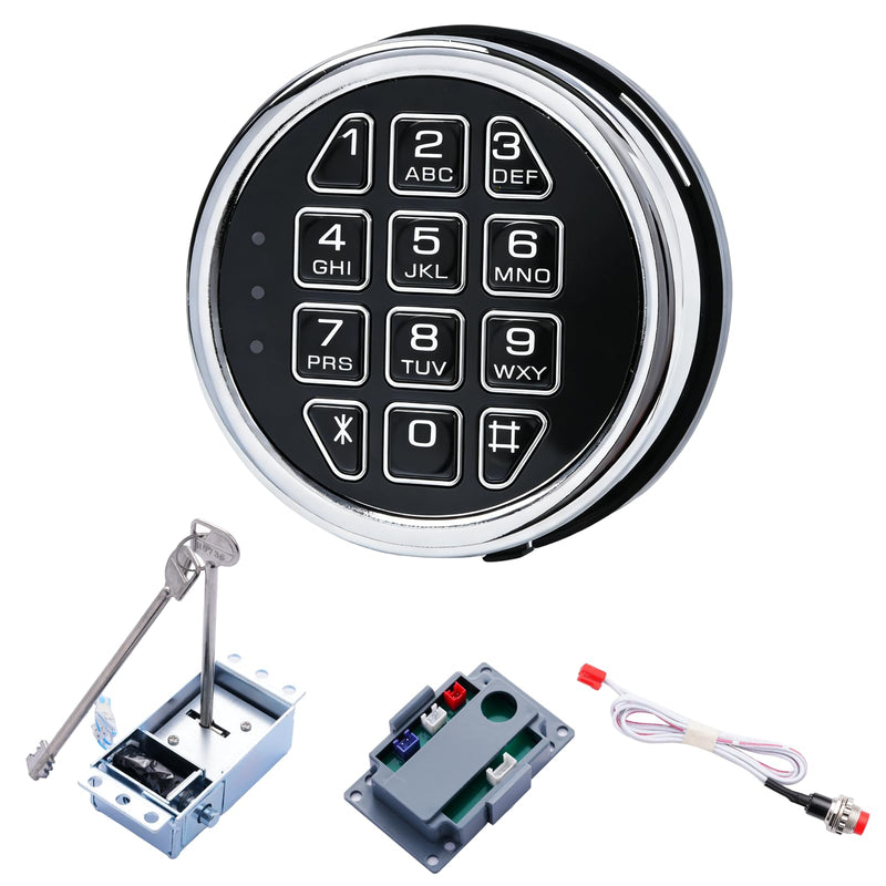 Programmable Electronic Safe Lock Replacement Keypad, Digital Gun Safe Solenoid Lock with Override Keys Fits Many Security Safe Boxes and Security Cabinet
