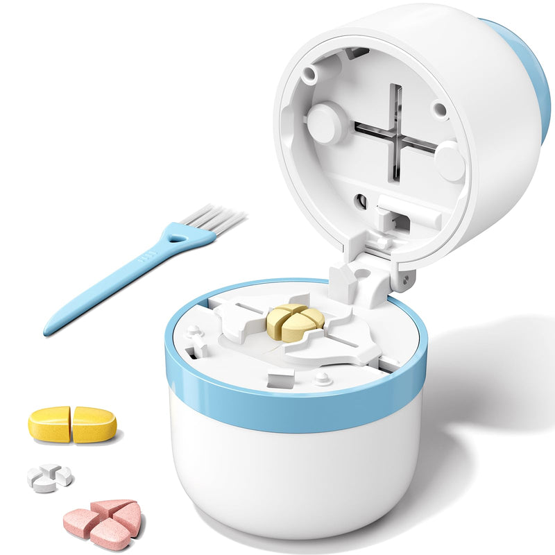 Daviky Pill Cutter Splitter for Small and Tiny Pills, Dual Safety Blades, Adjustable Pill Cutters for Small or Large Pills, Precise 1/4, 1/2 Tablet Cutter, Built-in Storage, Portable & Senior-Friendly