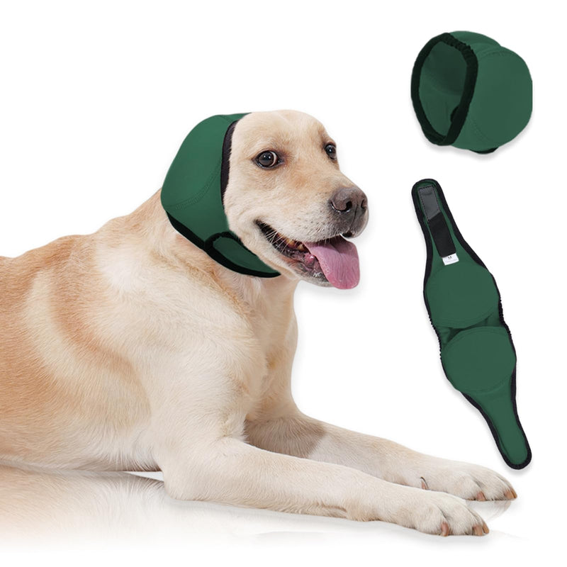 Dog Ear Cover for Hematoma,Bathing,Grooming,Drying,Fashion No Shake Ear Wraps for Dogs Ear Muffs Noise Protection Anxiety Relief,Waterproof Dog Calming Hoodie Shower Cap(Green,S) A-Green S