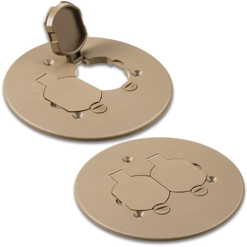 Kingdder 2 Set Round Floor Box Cover 4" Diameter Plastic Duplex Floor Outlet Cover Plate Weatherproof Replacement for Countertop Home (Bronze) Bronze