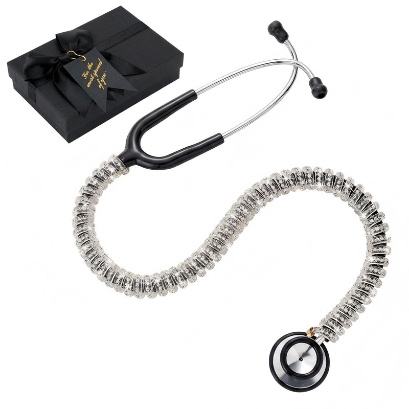 Bling Stethoscope Cover Sleeve Slim Crystal Universal Stethoscope Covers Accessories for Littmann(White) white