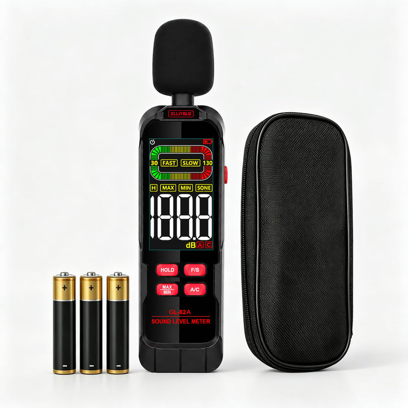 GL82A Digital Sound Level Meter, 30-130dB Decibel Meter with Backlit LCD, High Precision Noise Detector for Home, Office, Factory, Construction & Daily Use | Backlit LCD, High Precision Noise Detector, For Home, Office, Factory, Construction & Daily Use