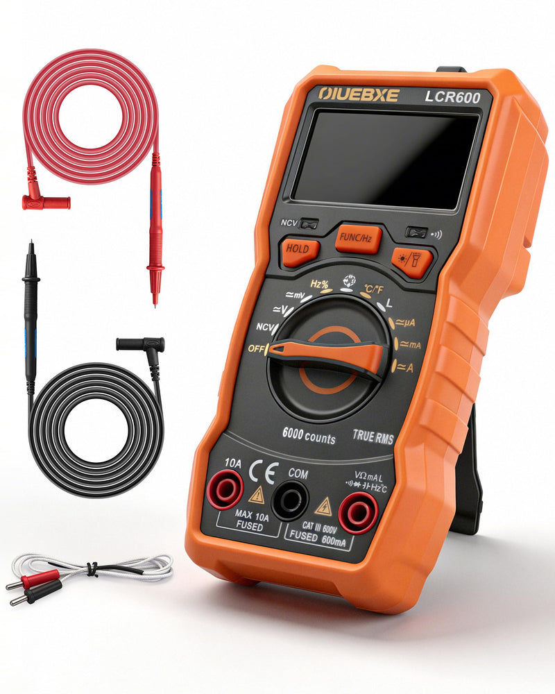 LCR600 Fast Testing Digital Multimeter with Inductance Meter, Auto-Ranging LCR Tester for DIY Electronics, AC/DC Voltage Current, Resistance, Capacitance, Frequency,Temperature