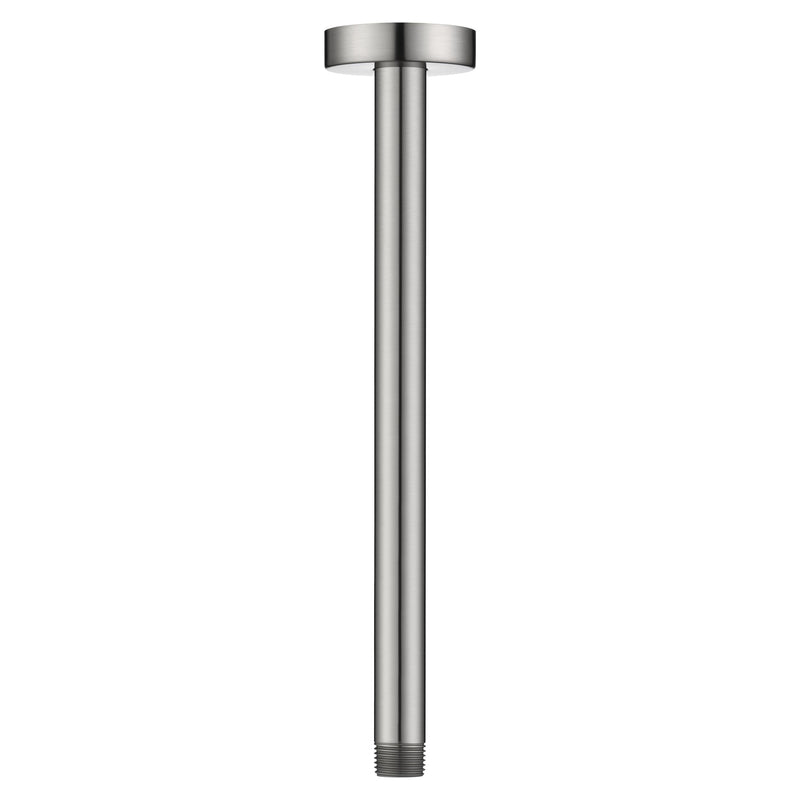 BRIGHT SHOWERS Shower Arm with Flange for Rainfall Shower Head, 12 Inch Ceiling Mount Straight Arm, Replacement Extension Pipe, Heavy-Duty Stainless Steel, Rust-Resistant, 1/2" NPT, Brushed Nickel