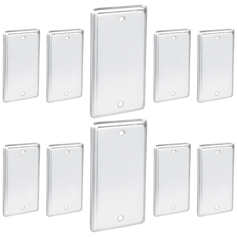 OHLECTRIC 4x2 Single-Gang Blank Outlet Covers (10-Pack) Rectangle Metal Blank Handy Box Cover Plate, Fire-Rated Steel Electrical Box Cover for Junction Boxes & Device Boxes, Durable Metal Covers Blank Covers 10