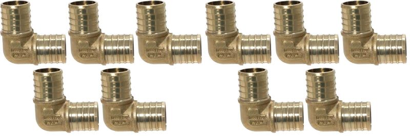 5 Pieces XFITTING 1" X 1" Pex Elbow - Brass Crimp Fitting Elbow, Full Port (Pack of 2) 1 Inch (Pack of 2)