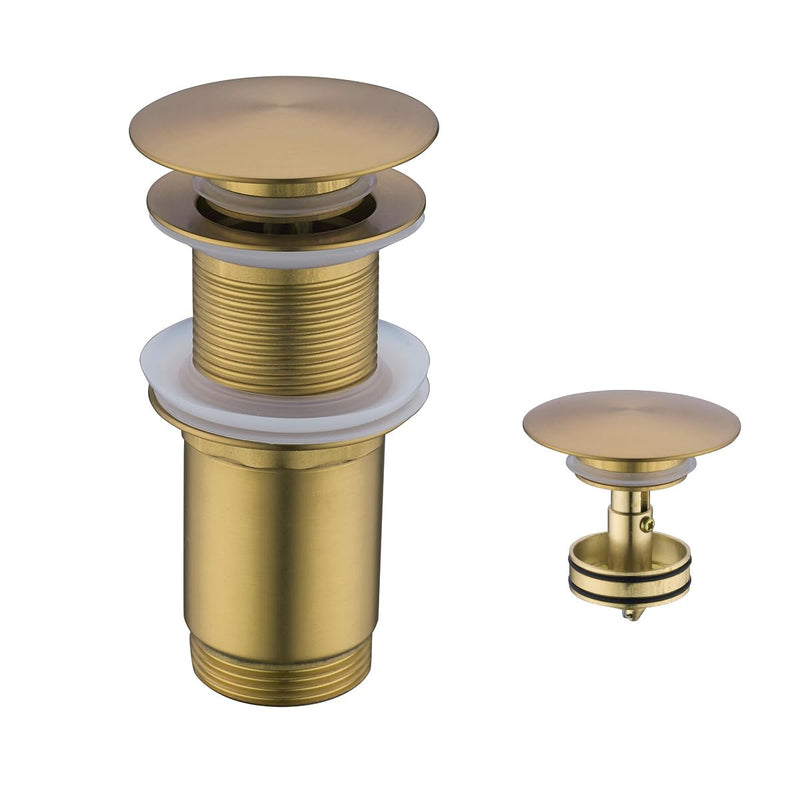 All Metal Bathroom Sink Drain,Pop-up Drain with Detachable Basket Stopper,Anti-Clogging Drain Strainer,Hair Catcher,for Vanity Vessel Sink Without Overflow,Champagne Bronze,SE83997PB-CB Champagne Bronze(without Overflow)