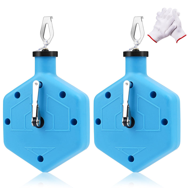 2 Pcs Chalk Line Reel 98ft(30m) Chalk Line Tool Chalk Box | for Construction Carpentry Precision Marking Decoration Brick Layer Drawing Straight Working Projects BLUE