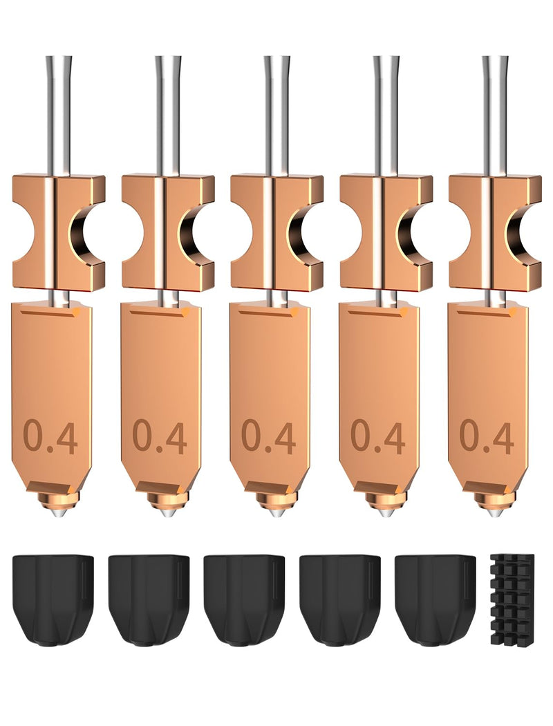 Mviioe Upgraded AD5X Nozzle Hotend Kit Compatible with Flashforge AD5X, 0.4mm All Metal HTR 550°C, 5 Packs 0.4+0.4+0.4+0.4+0.4
