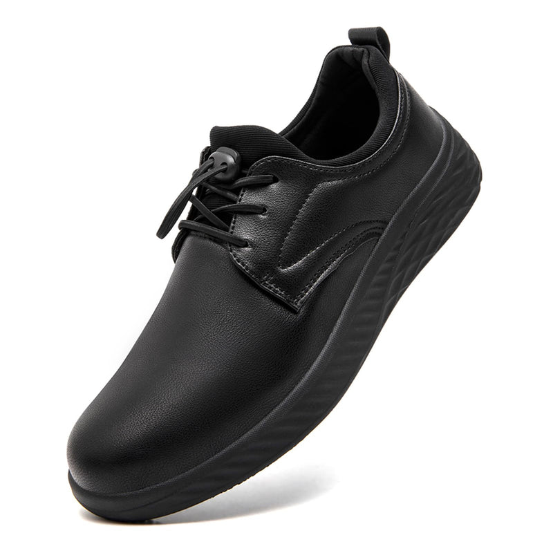 QIJGS Mens Chef Kitchen Non Slip Work Waterproof Leather Shoes Black | Food Service Shoes|Slip Resistant|Comfortable|Waterproof|Oil Resistant|Leather Shoes|Lightweight|Comfy 11