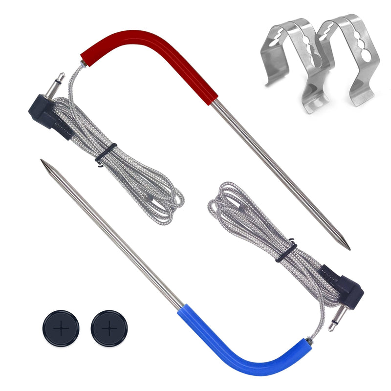 2-Pack Meat Temperature Probe Replacement Compatible with Pit Boss Pellet Grills – 3.5mm Plug PT1000 Waterproof Temperature Sensor (1000°F Heat Resistance)