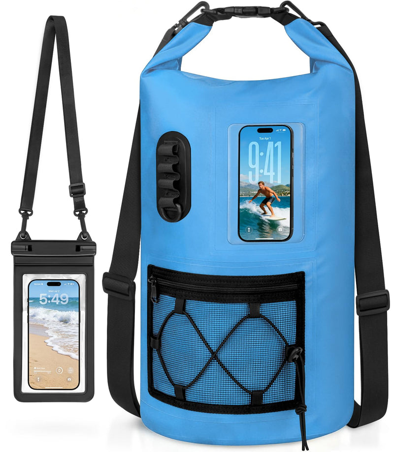 Waterproof Dry Bag, 20L/30L Roll Top Waterproof Backpack with Waterproof Phone Case, Heavy Duty Storage Bag for Women Men, for Travel, Kayaking, Boating, Rafting, Camping, Hiking & Beach Blue
