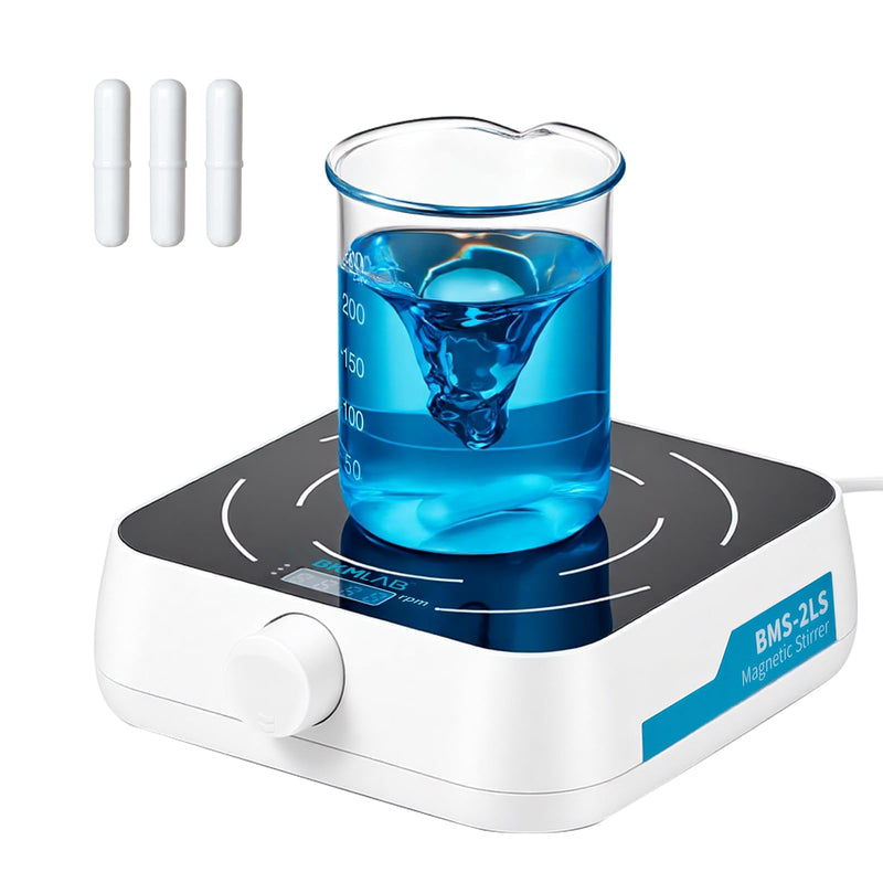 Magnetic Stirrer 200-2000 RPM Digital Display with 3 Stir Bars &a Retriever | Max Stirring Capacity: 3000ml, Magnetic Mixer with Speed Control for Liquid Mixing (No Heating) MS-2L
