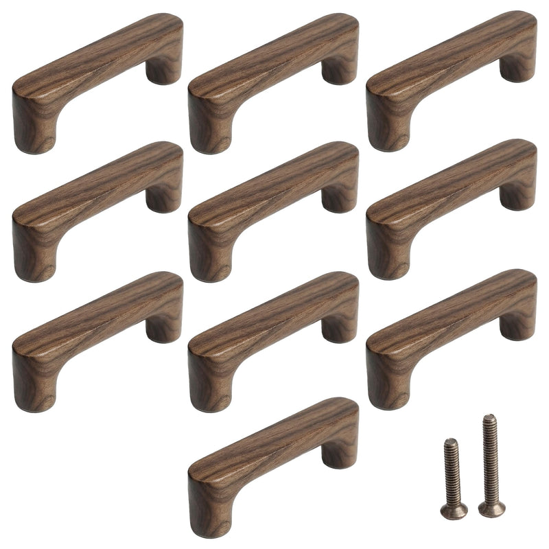 Mid Century Modern Walnut Mushroom Knobs for Cabinet,Drawer,Dresser and Closet Doors.Round Vintage Brown Wooden Crafts Furniture Knobs,Pulls and Handles (C-C 3'' Pulls, 10) C-C 3'' Pulls