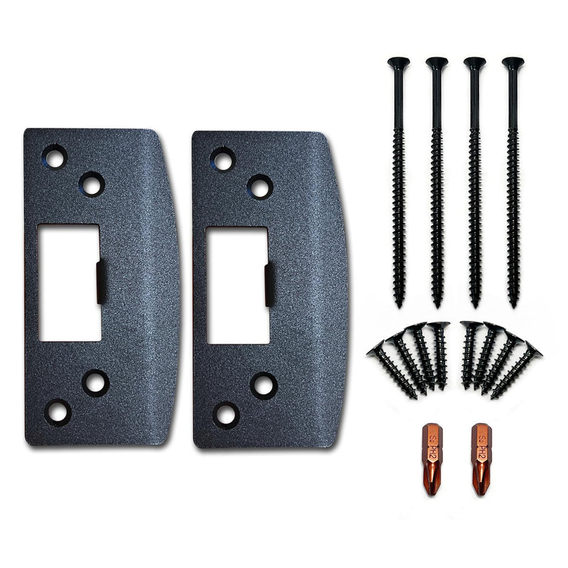 Door Strike Plate, Reinforced Enlarged Striker Plate with Large Hole, Heavy Duty,Oversized Striker to Repair Damaged Worn Frame/Slot/Jamb, Security Reinforcement Plate (Matte Black, 2 Pack) Matte Black