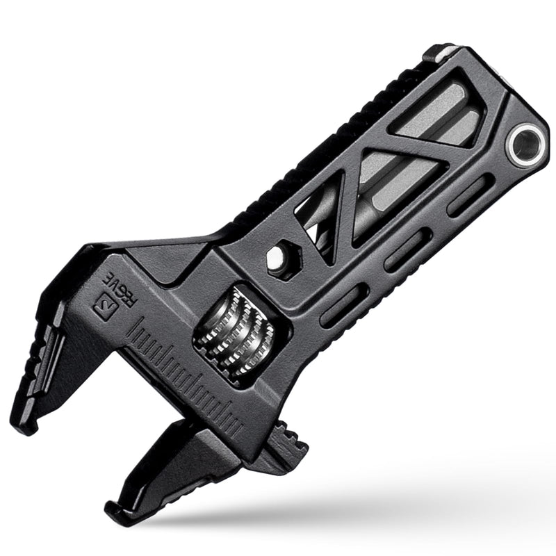 FEGVE Mini Adjustable Pocket Wrench Tool, 316 Stainless Steel | Mini Portable, 4-In-1 Multi Tool, 0-18mm Adjustable Jaw, for Bike Home Outdoor Emergency Daily Repair,Black Black