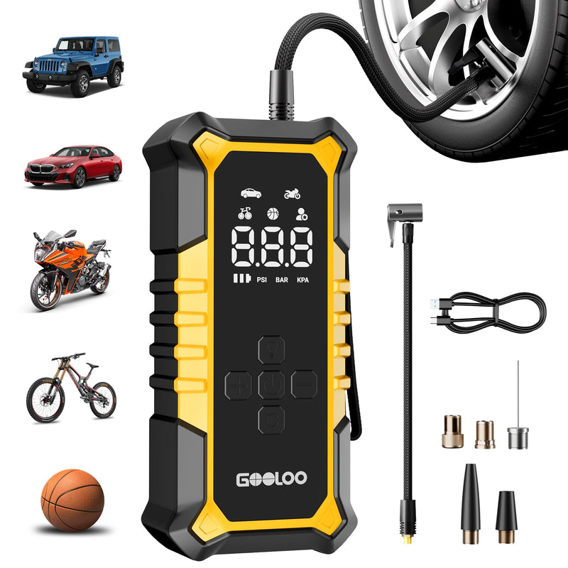 GOOLOO A6 Gear 160 PSI & 7500mAh Tire Inflator Portable Air Compressor Yellow