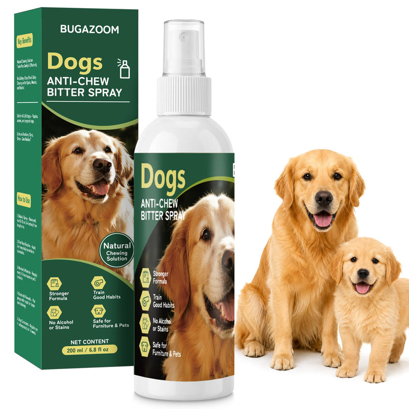Dog No Chew Spray, Bitter Dog Deterrent Spray for Furniture & Carpet, Pet Corrector & Training Spray for Dogs & Puppies, Safe & Natural, Prevent Peeing, Biting, Chewing & Licking Injuries, 200ml