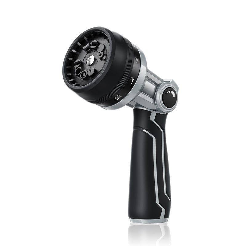 RAINPOINT Full-Metal Garden Hose Nozzle, Heavy Duty Water Hose Nozzle Sprayer With 10 Adjustable Patterns & High Flow,Thumb Control For Flow Adjustment, Ideal For Watering, Washing, Cleaning,Black Black 1