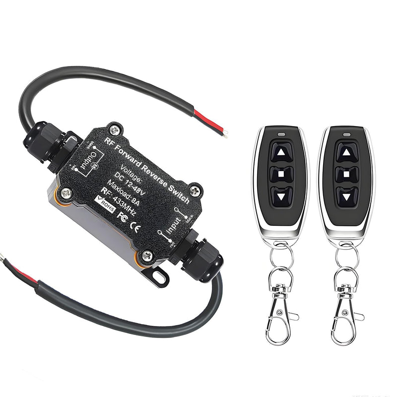 Forward Reverse Remote Control Switch,DC12V-48V-8A Wireless Relay,164FT Range Waterproof Wireless Switch for Linear Actuator,Winch,Motor,Solenoid Contactor DC 12V-48V DC forward and reverse switch