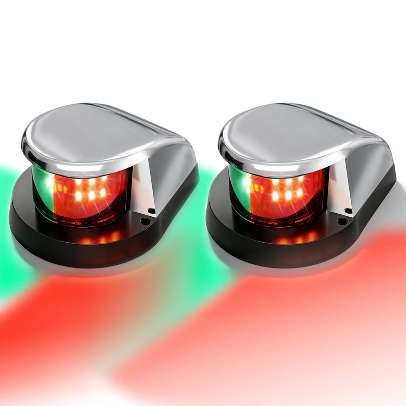 Boat Navigation Lights,Red and Green Marine LED,IP65 Water Resistant,12V - Compatible with Pontoon,Skiff, Yacht, Sailboats,Fishing Boats,Speedboat, and Small Boats(Silver 2 Pack) Silver 2 Pack